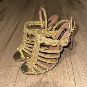 Elegant Gold High Heel Sandals
